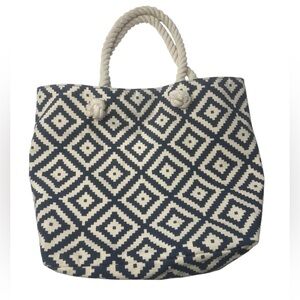 Summer & Rose Navy and White Eva Longoria Tote Bag Purse